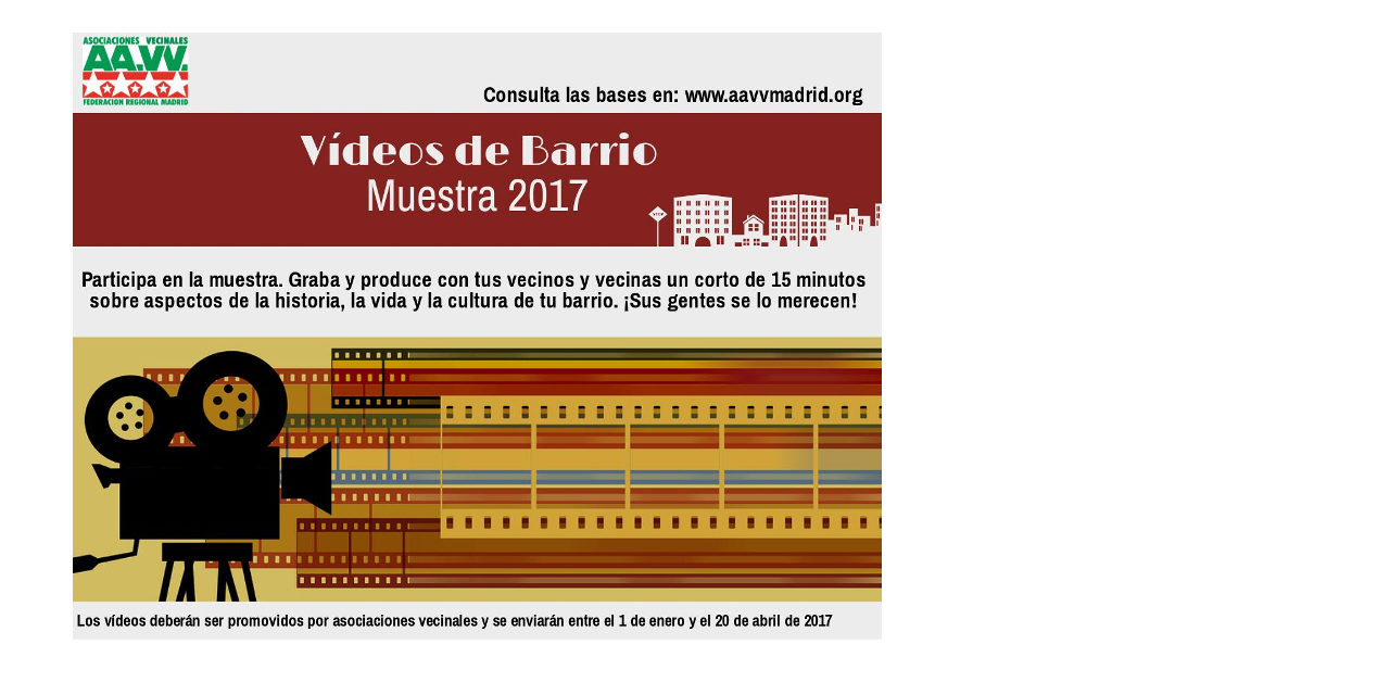 I Muestra de Vídeos de Barrio: ¡ponle cara a tu barrio!