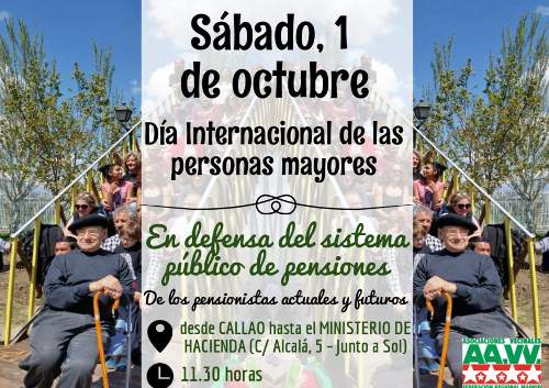 1 de octubre: ”el futuro de las pensiones públicas va a depender de la fuerza que tengamos para defenderlas”