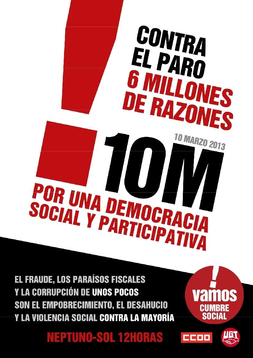 #10M: contra el paro, 6 millones de razones para salir a la calle