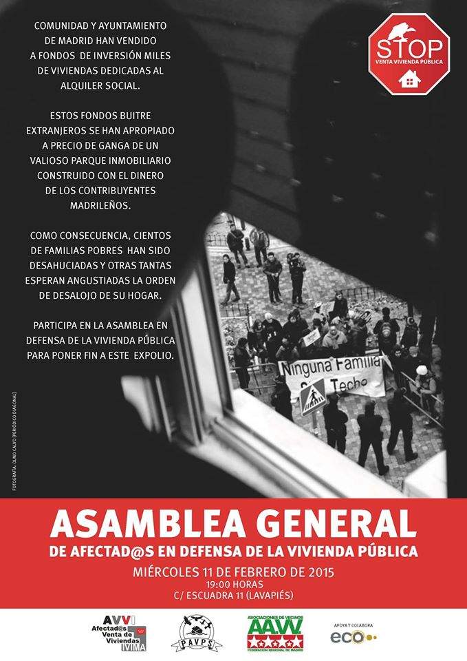 11F: asamblea contra la venta de vivienda pública