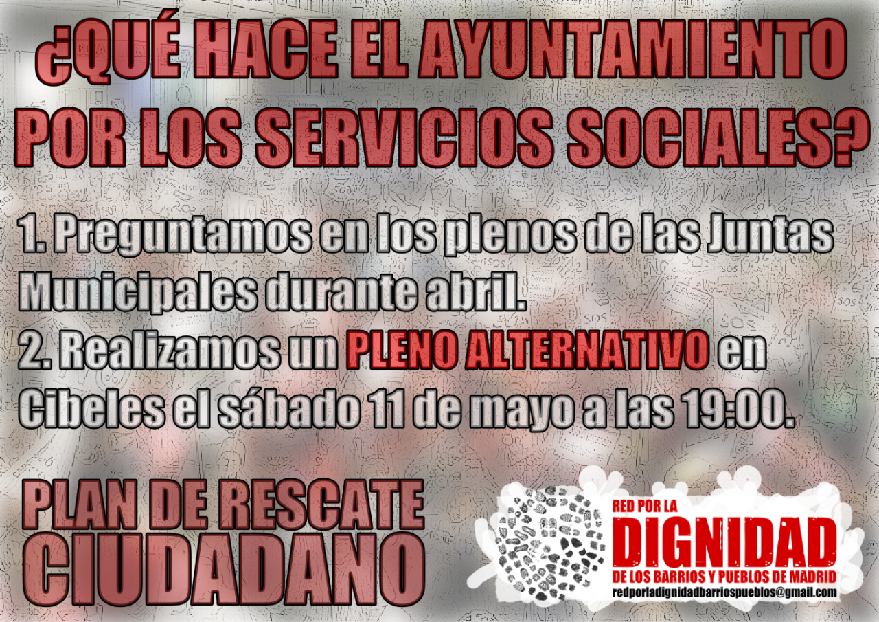 #11M: la Red por la Dignidad de los Barrios organiza un pleno alternativo