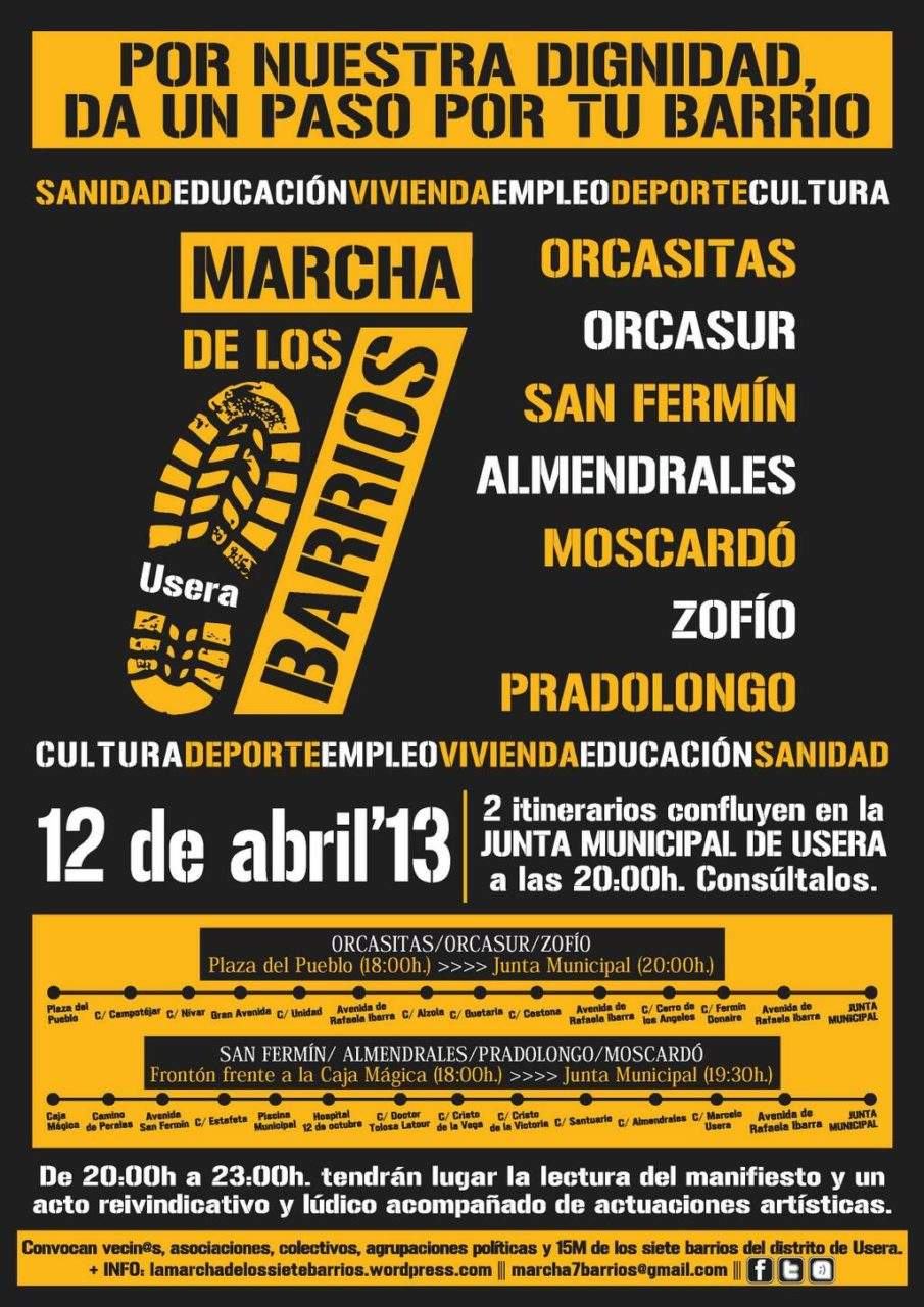 #12 abril: Usera toma la calle con la marcha de los 7 barrios