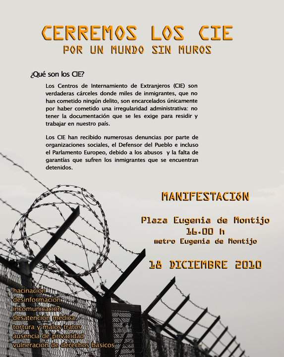 18 dic: Madrid exige el cierre de los centros de internamiento para extranjeros