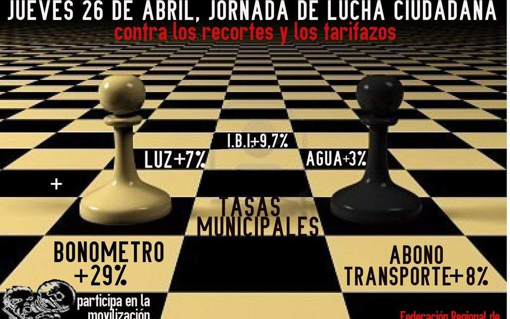 26 de abril: las asociaciones vecinales protagonizan más de 20 acciones de denuncia contra el ”tarifazo” del transporte público