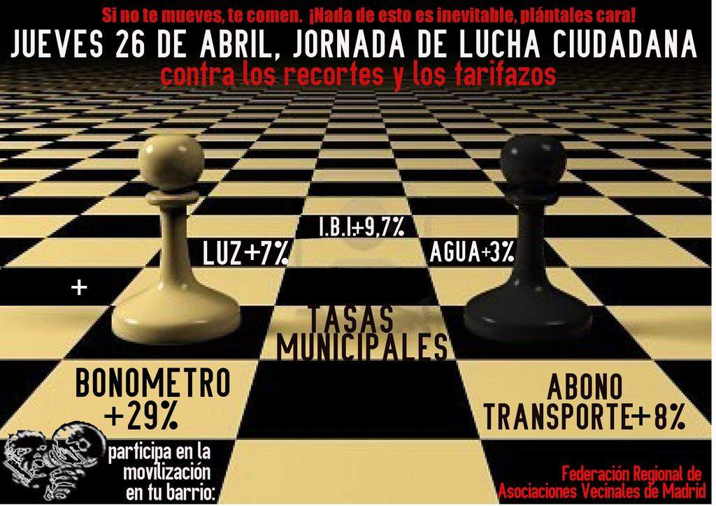 26 de abril: las asociaciones vecinales protagonizan más de 20 acciones de denuncia contra el ”tarifazo” del transporte público