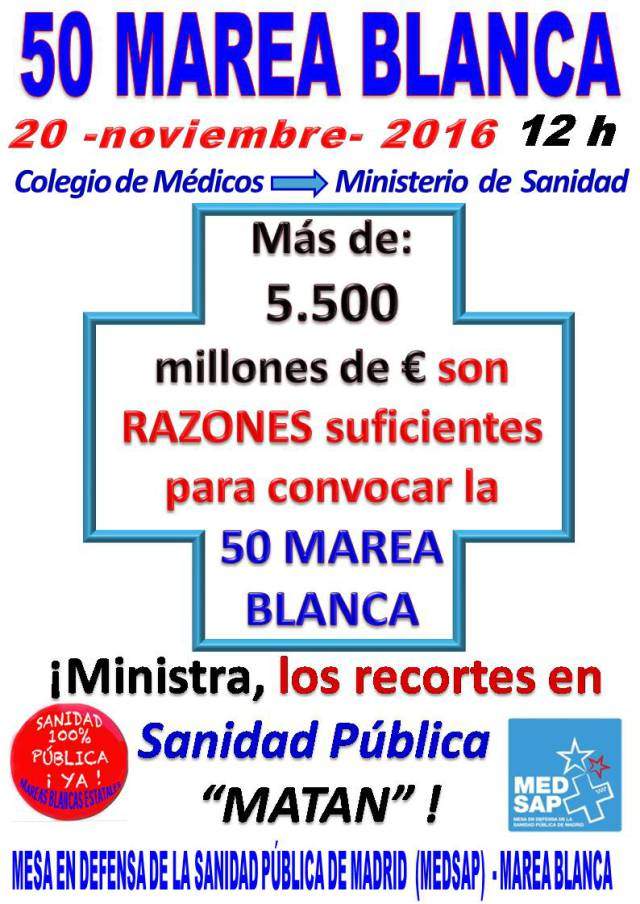 ¡50 mareas en defensa de la sanidad pública!