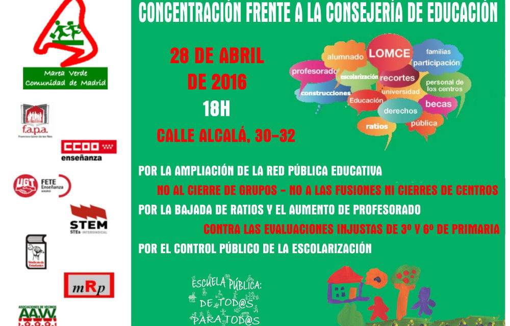 El 28A salimos a la calle a protestar contra el deterioro de la escuela pública
