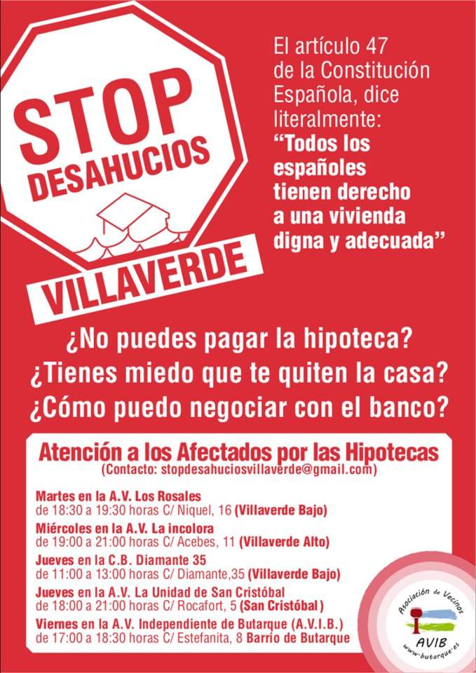 El movimiento vecinal, con la lucha stopdesahucios