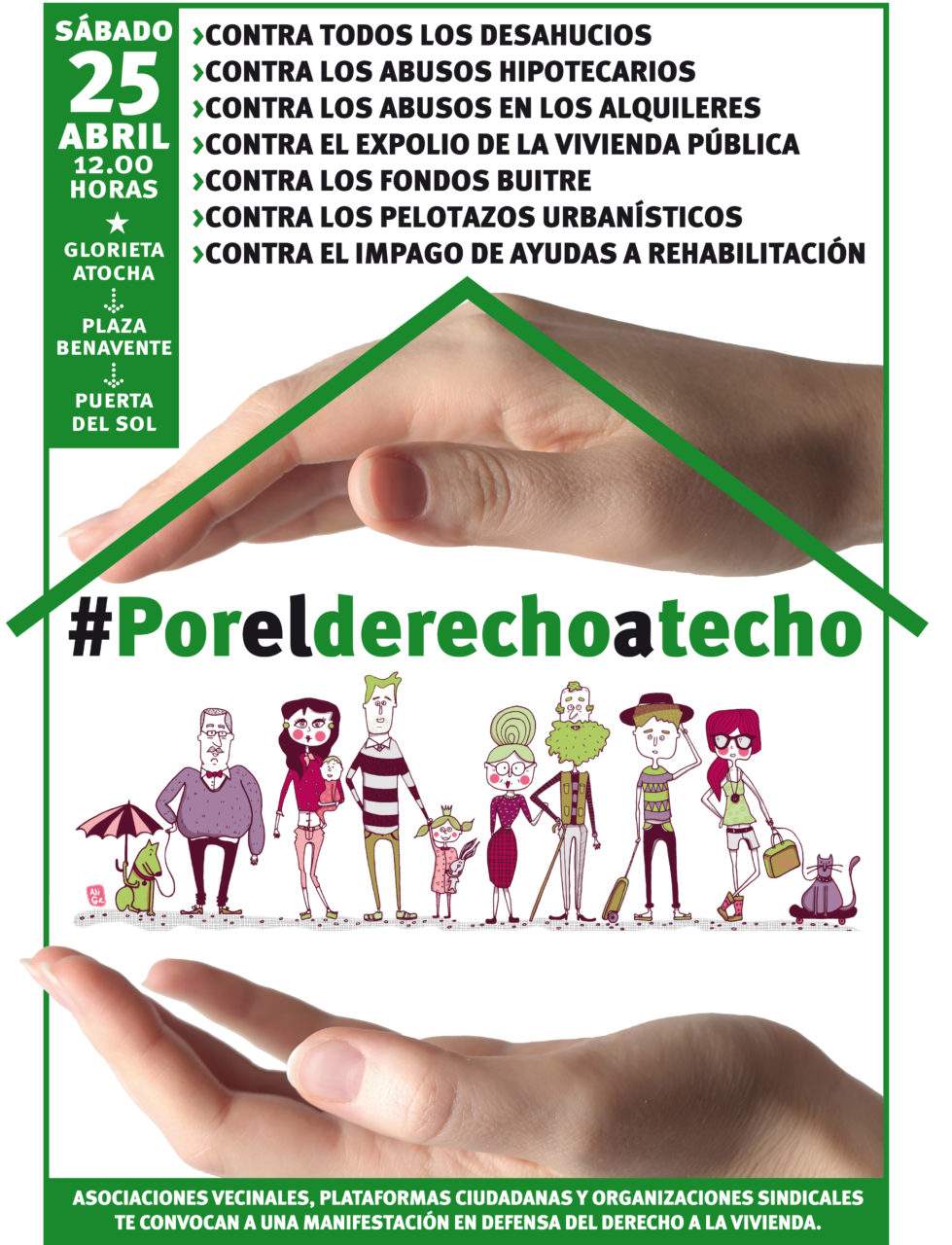 El sábado 25 de abril una gran manifestación por el derecho a techo recorrerá las calles de Madrid