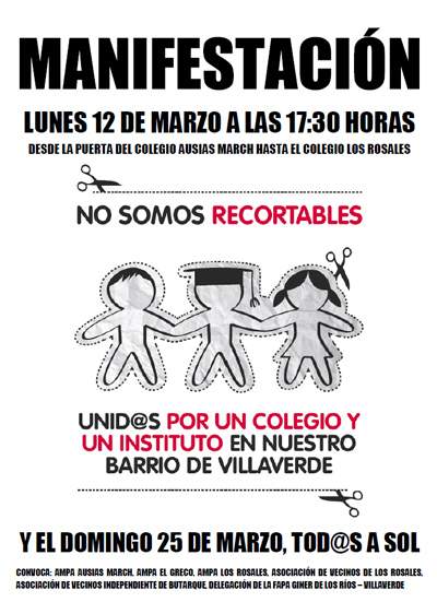 El vecindario de Butarque (Villaverde) celebrará dos manifestaciones para exigir dos equipamientos educativos