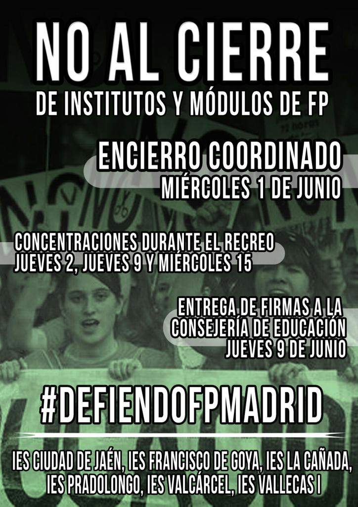 Encierro en seis institutos para protestar por la eliminación de ciclos de FP