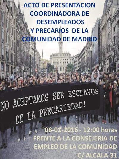 Grupos de barrio de personas desempleadas y precarias crean una coordinadora de ámbito regional