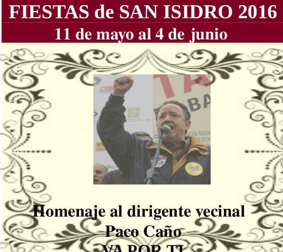 La AV Tercio Terol dedica las fiestas de San Isidro a Paco Caño