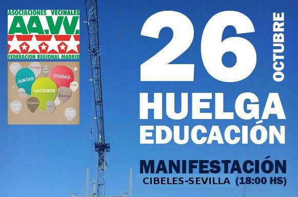 La FRAVM anima a las familias a vaciar las aulas el miércoles 26-O contra las reválidas y los recortes