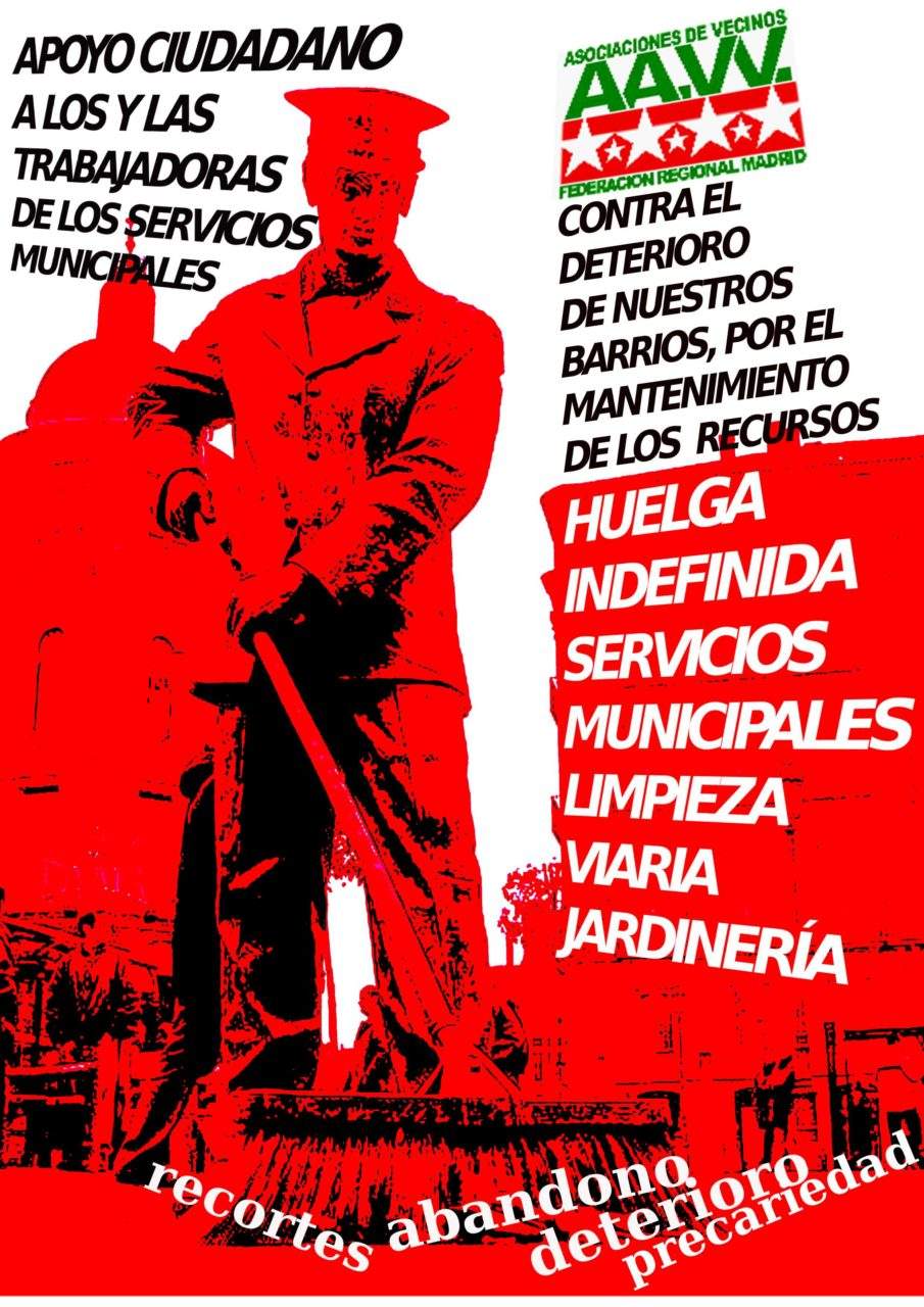 La FRAVM, con las trabajadoras y trabajadores de los servicios municipales de limpieza viaria y jardinería
