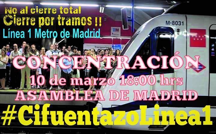 La FRAVM se suma a la manifestación para pedir el cierre por tramos de la Línea 1 de Metro