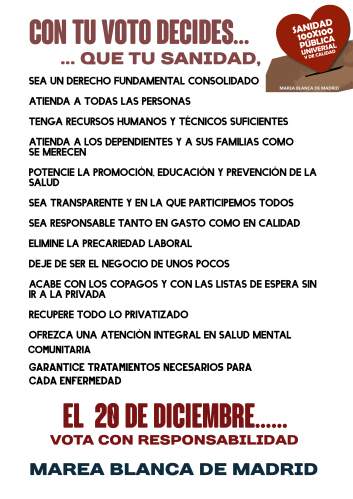 La Marea Blanca invita a votar por una sanidad 100% pública y universal
