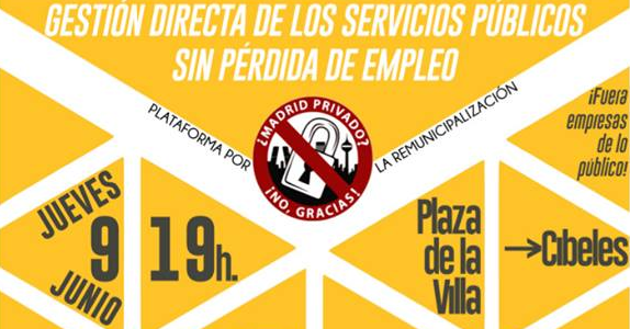 Marcha por la remunicipalización de los servicios públicos de la capital