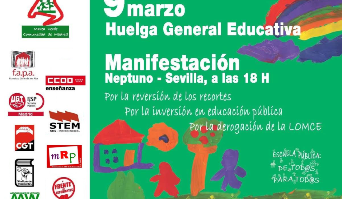 La FRAVM anima a vaciar las aulas contra la LOMCE el 9 de marzo