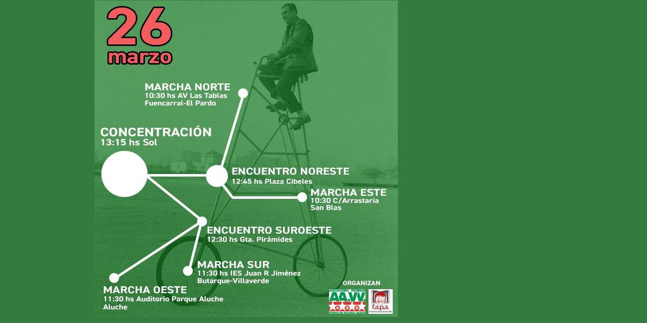 26-M: Cuatro marchas ciclistas reclamarán a Cifuentes más equipamientos educativos públicos
