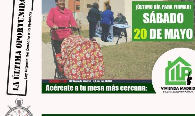 20-M: segunda y última gran jornada de recogida de firmas de la ILP de vivienda