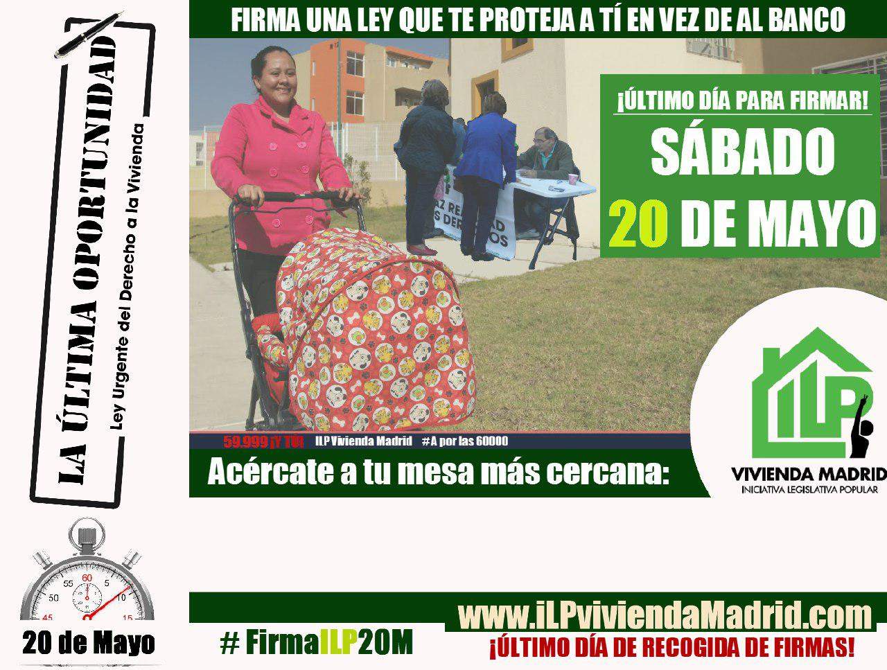 20-M: segunda y última gran jornada de recogida de firmas de la ILP de vivienda