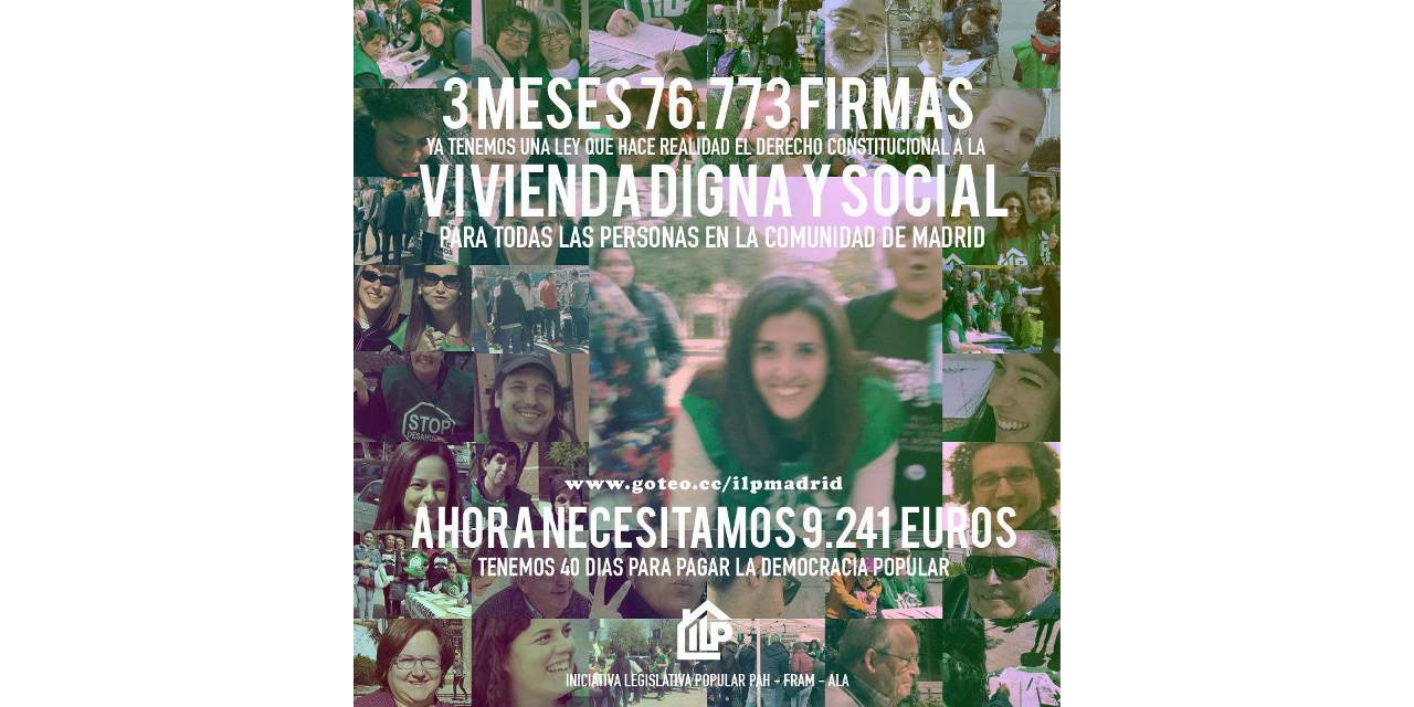 Necesitamos mecenas para sacar adelante la ILP de Vivienda, ¿te sumas?
