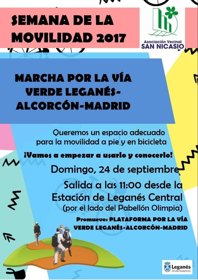 Cartel marcha vía verde Madrid-Alcorcón-Leganés