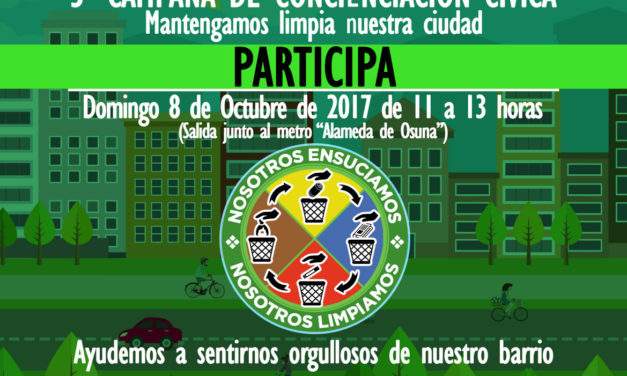 Por tercera vez, la vecindad de Alameda de Osuna sale a la calle para limpiar el barrio