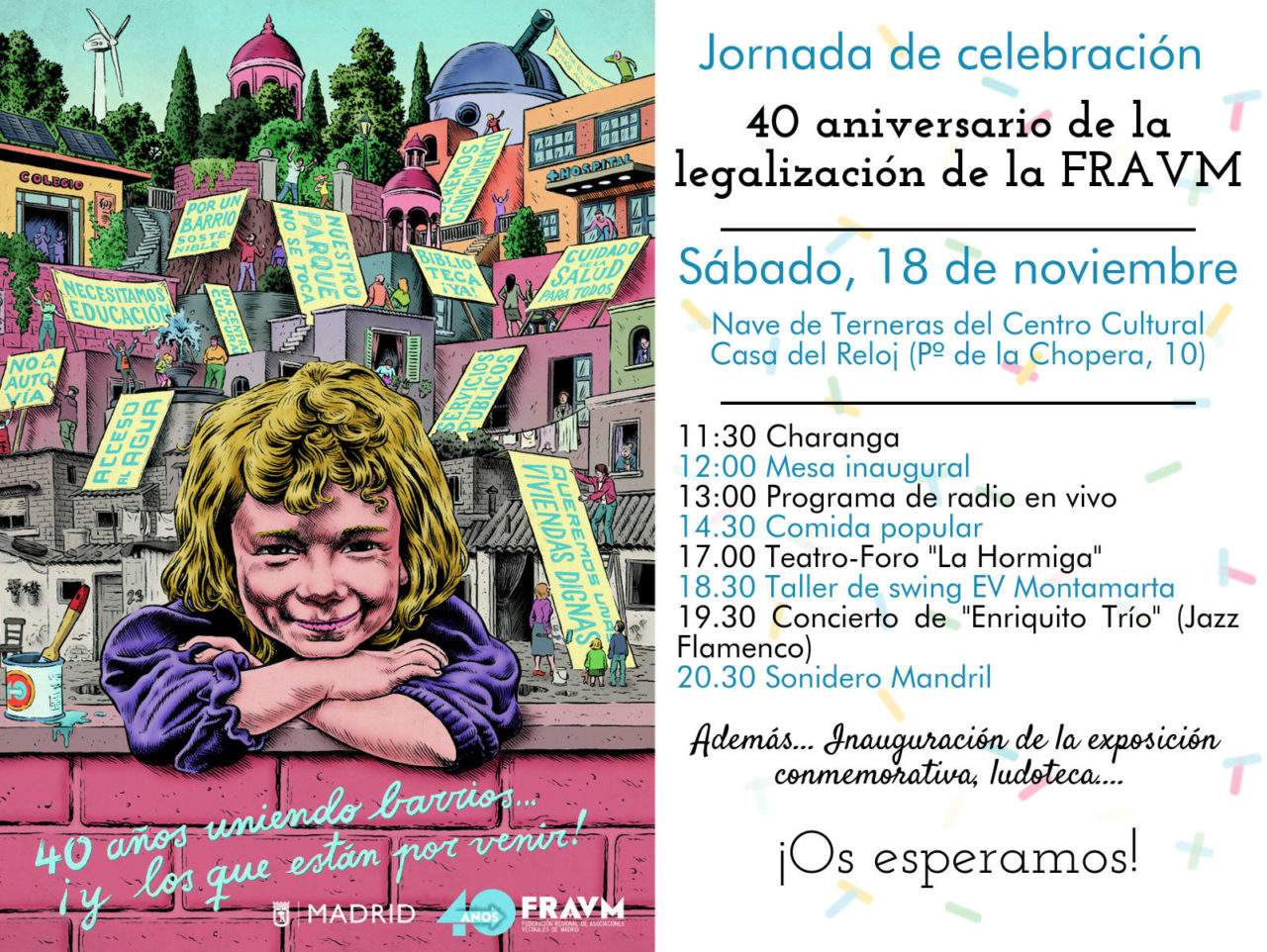 18-N: Flamenco-jazz, teatro y radio en vivo para celebrar los 40 años de la FRAVM