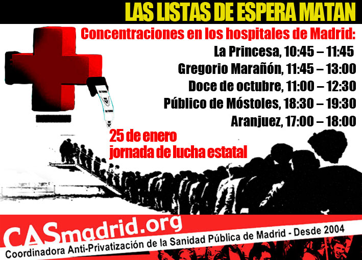 Las asociaciones vecinales apoyan la jornada de lucha del 25-E contra las listas de espera