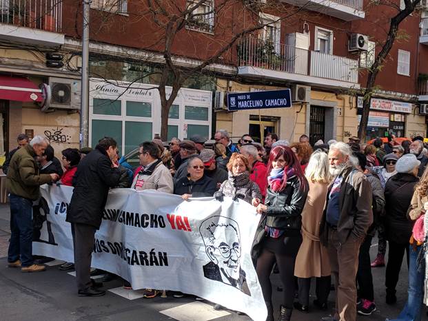 Una manifestación reclama el cambio de nombre del paseo Muñoz Grandes por Marcelino Camacho