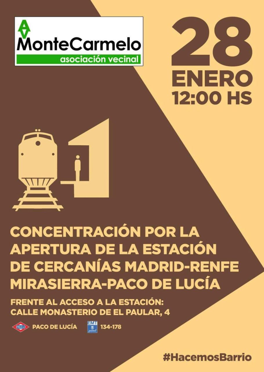 Concentración Montecarmelo apertura estación Mirasierra-Paco de Lucía