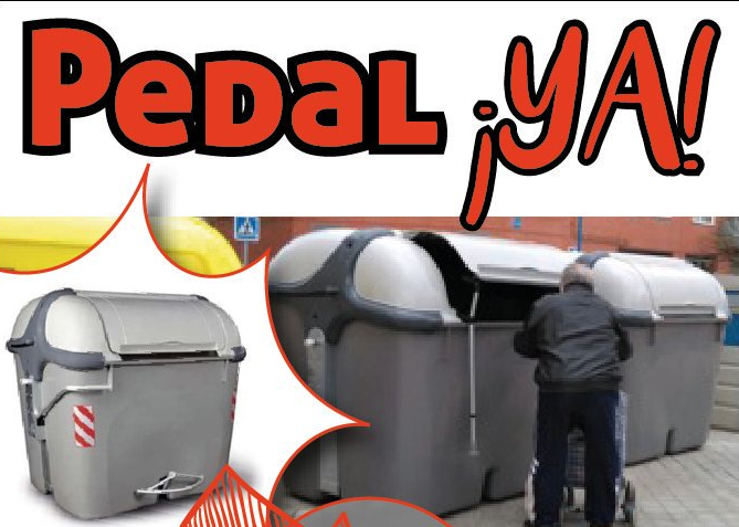 Sr. alcalde de Leganés: ¿tanto cuesta colocar un pedal en los nuevos contenedores de basura?