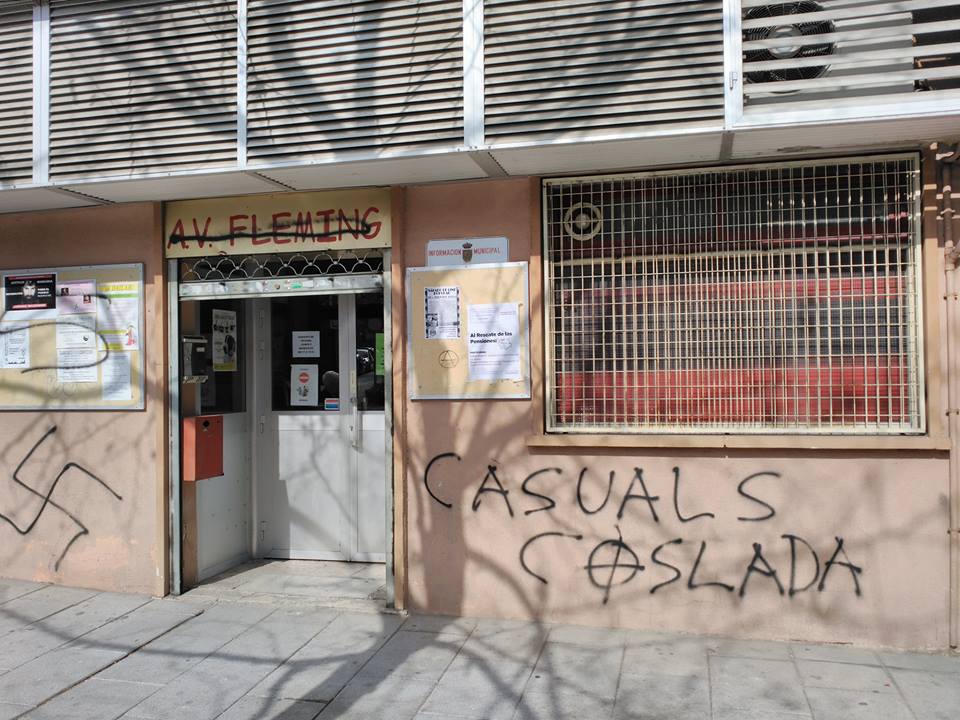 La FRAVM pide una reunión a Delegación de Gobierno tras el último ataque neonazi contra la AV Fleming de Coslada