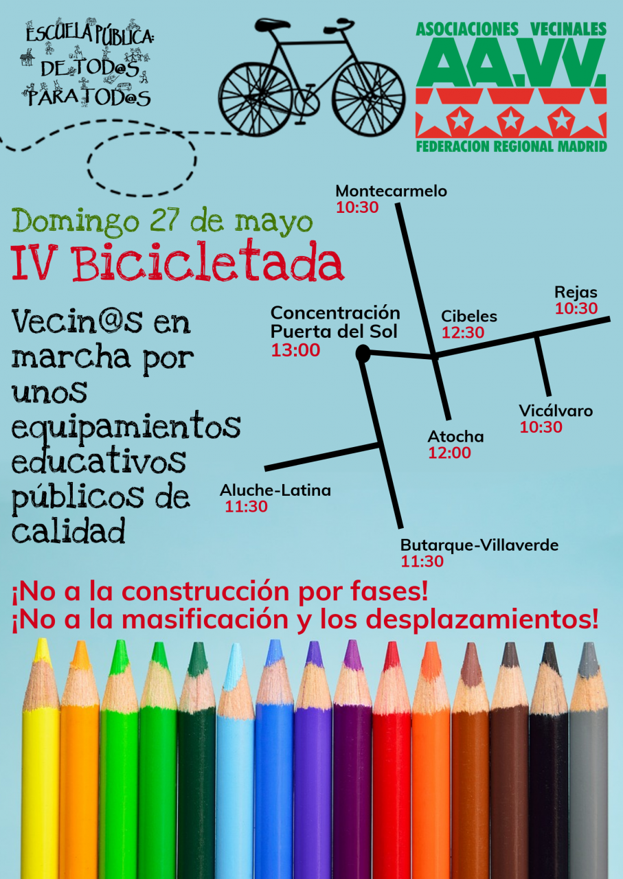 IV Marcha en bici por unos equipamientos educativos de calidad