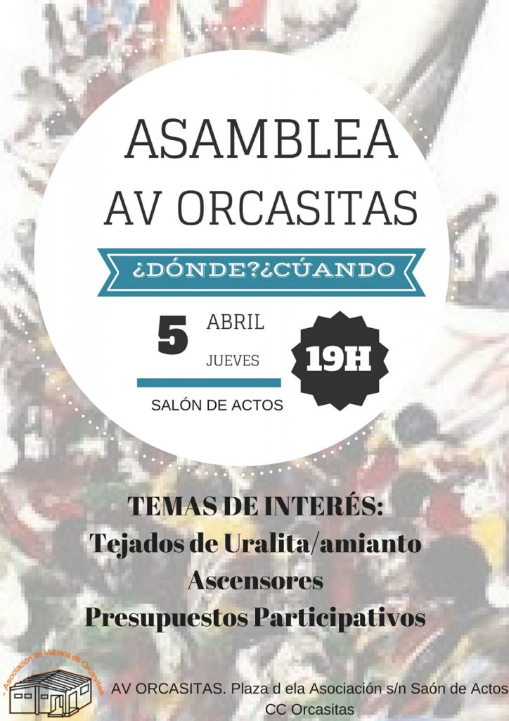 Cartel asamblea vecinal Orcasitas Uralita