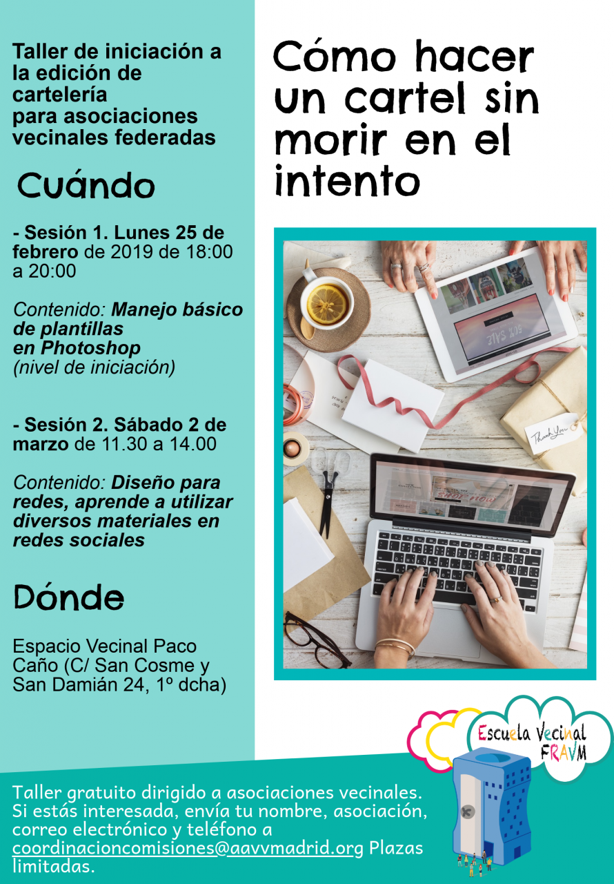 Taller edición de cartelería Escuela Vecinal
