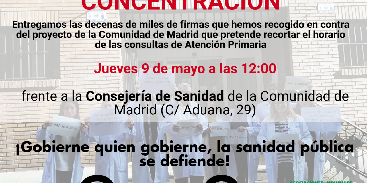 Acompáñanos a registrar miles de firmas contra el recorte horario en Atención Primaria