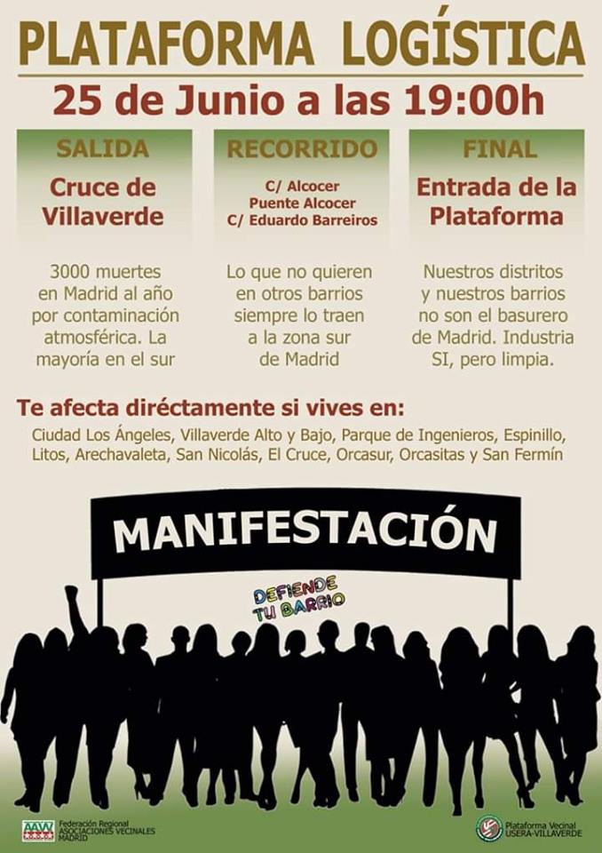 Cartel marcha planta logística Villaverde