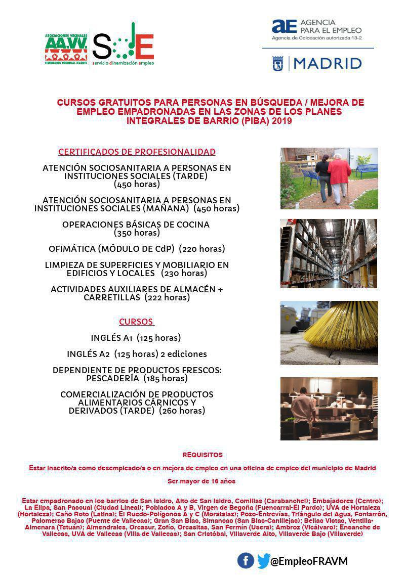 Cartel cursos Planes de Empleo de Barrio 2019