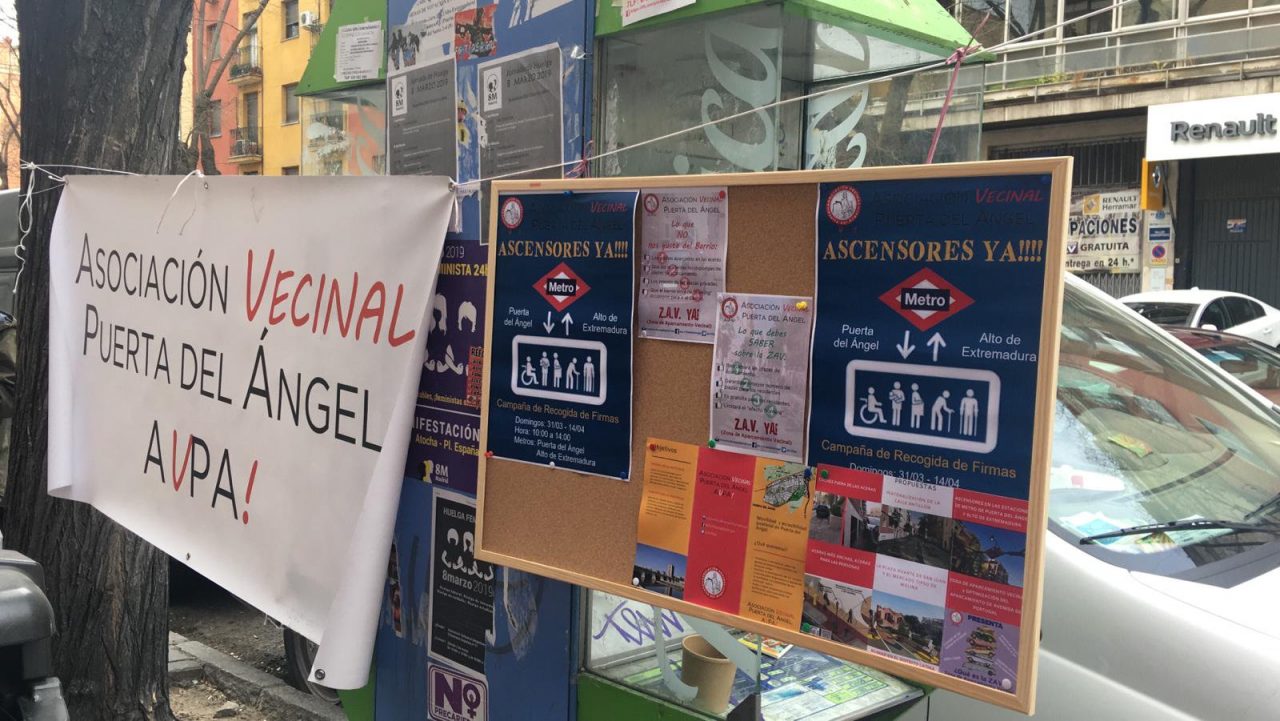 Más de 4.500 firmas para exigir ascensores en las estaciones de Metro Puerta del Ángel y Alto de Extremadura