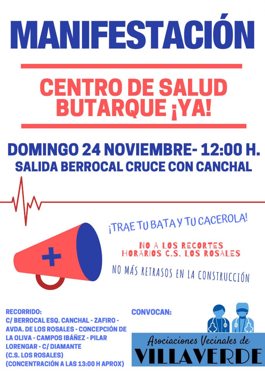 Cartel marcha por el centro de salud de Butarque