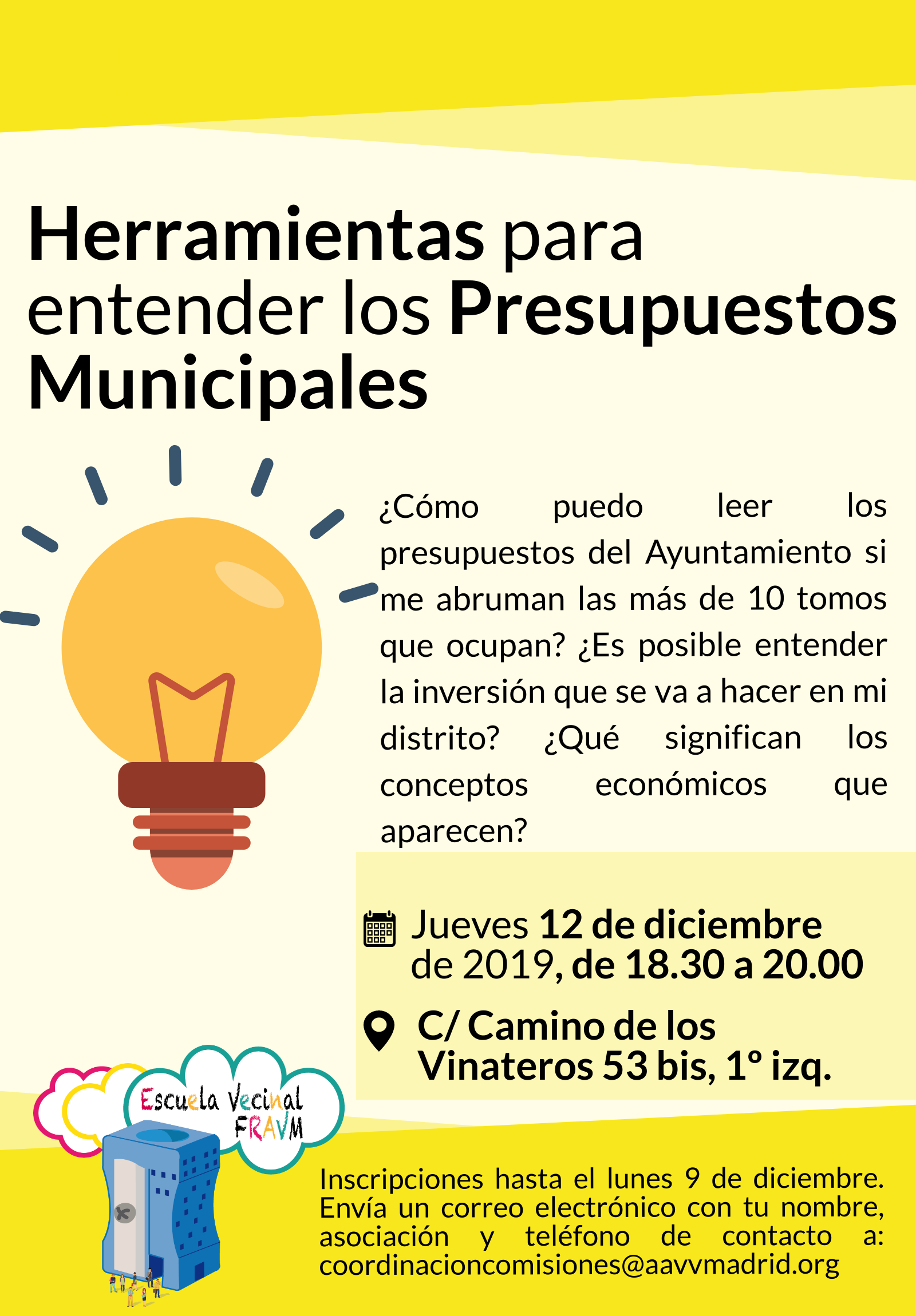 Taller presupuestos Escuela Vecinal de la FRAVM