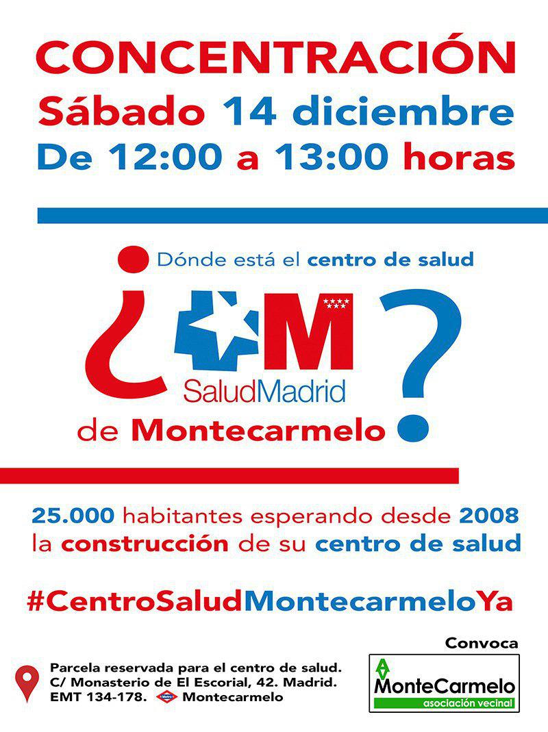 Cartel concentración centro de salud Montecarmelo