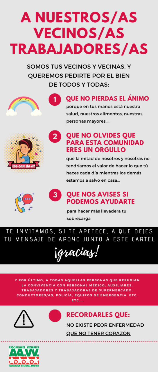 Cartel apoyo trabajadores Covid-19