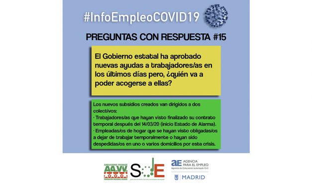 Segunda entrega de #InfoEmpleoCOVID-19: respuestas a dudas habituales en el periodo de crisis sanitaria