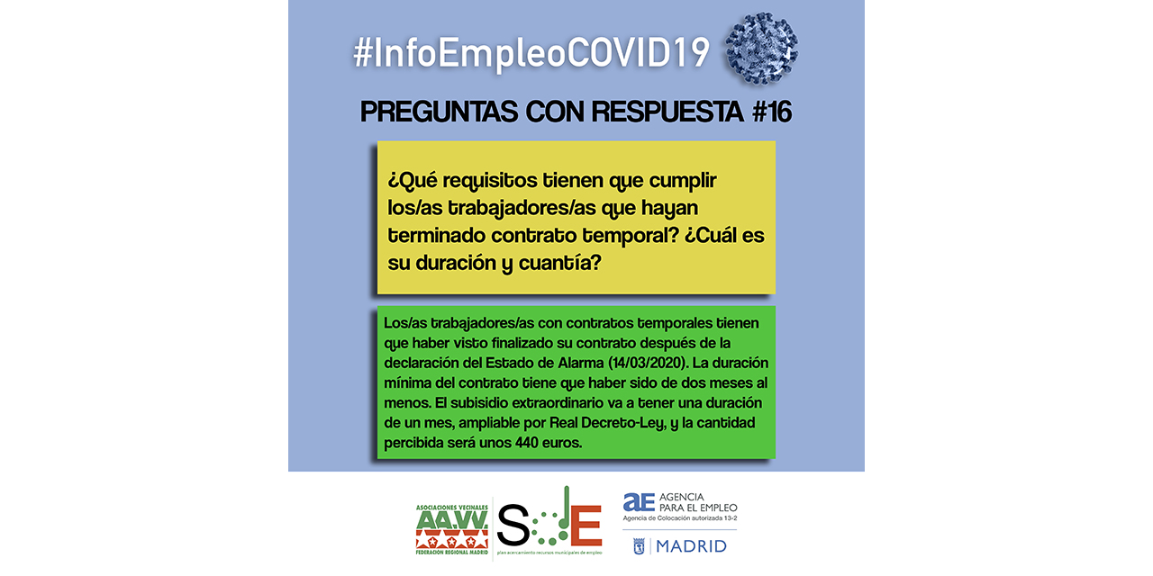 Segunda entrega de #InfoEmpleoCOVID-19: respuestas a dudas habituales en el periodo de crisis sanitaria