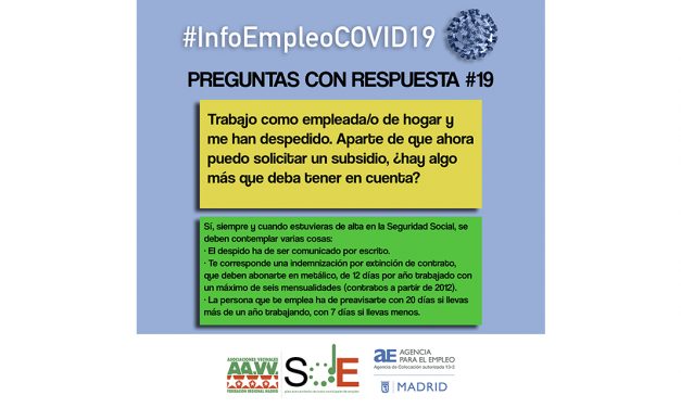 Segunda entrega de #InfoEmpleoCOVID-19: respuestas a dudas habituales en el periodo de crisis sanitaria