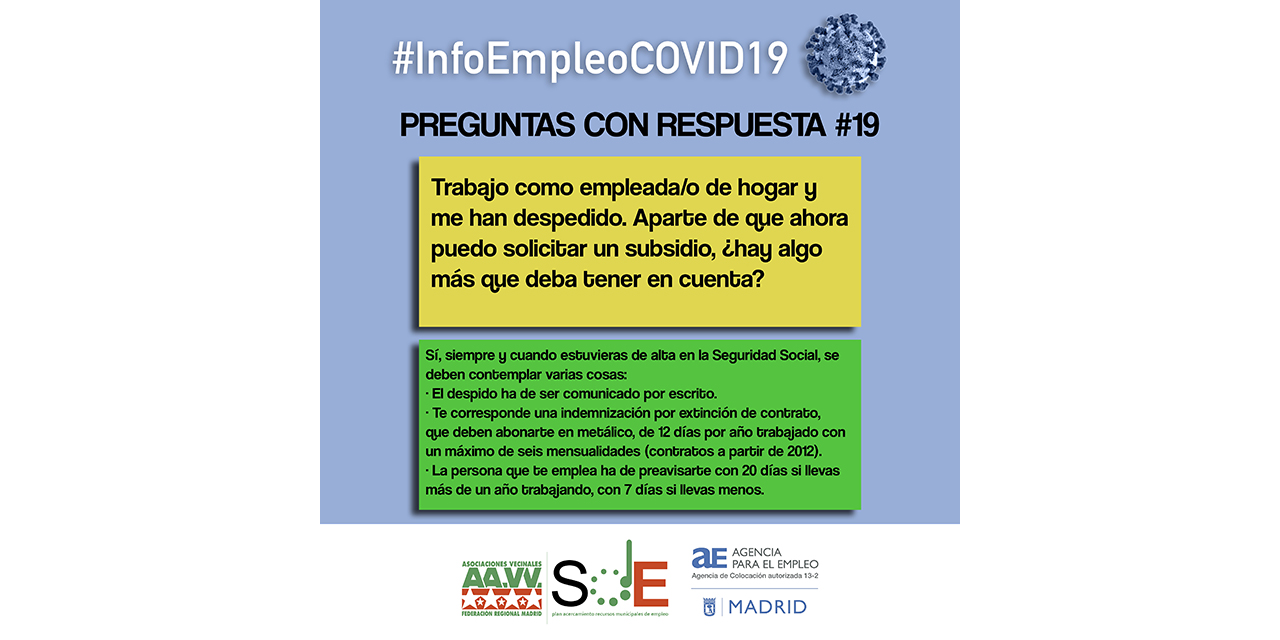 Segunda entrega de #InfoEmpleoCOVID-19: respuestas a dudas habituales en el periodo de crisis sanitaria
